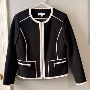Calvin Klein Black Blazer with White Accents